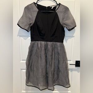 BCBGeneration Black and Gray Fit and Flare Midi Dress